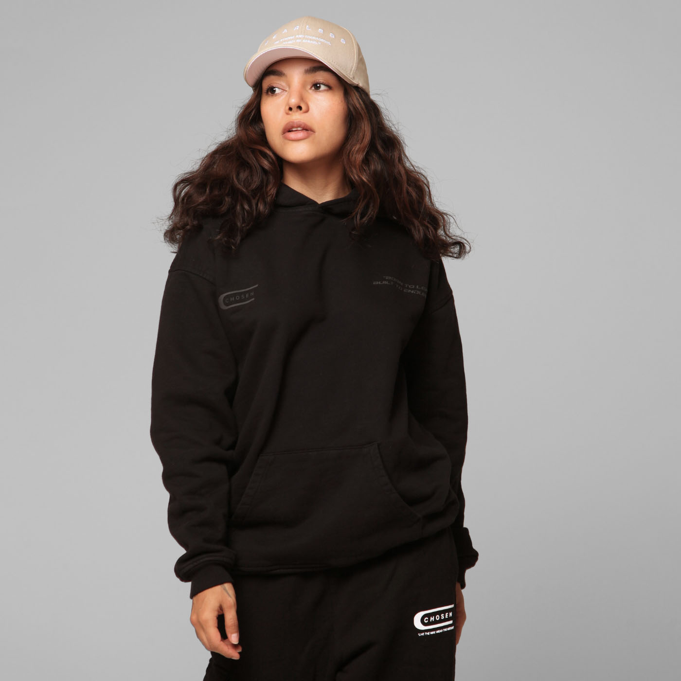 Women Black Hoodie 375G