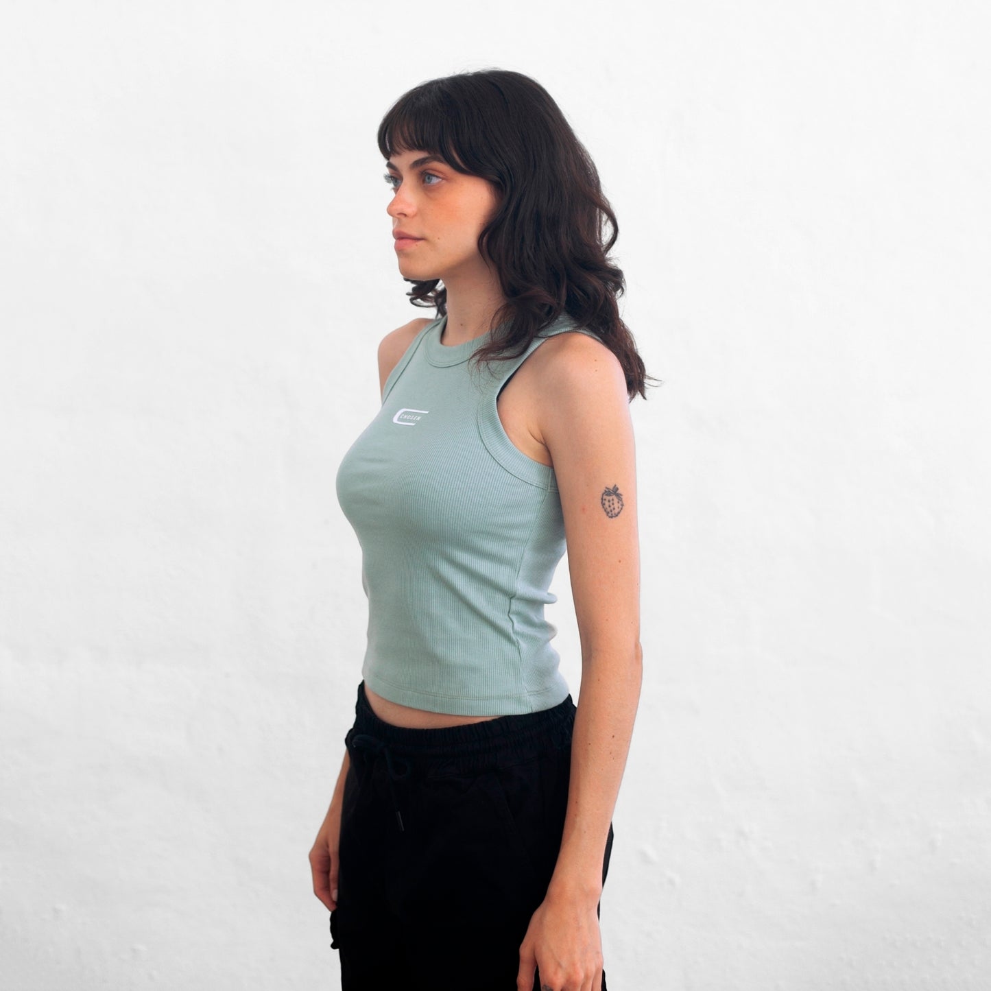 Women's Mint Green Ribbed Tank Top